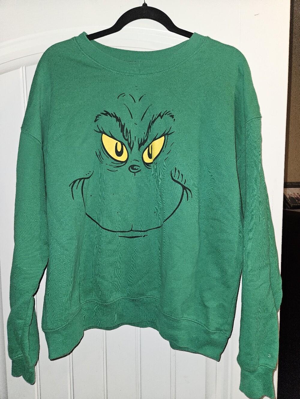 Green Graphic Grinch Face Crewneck Sweater
